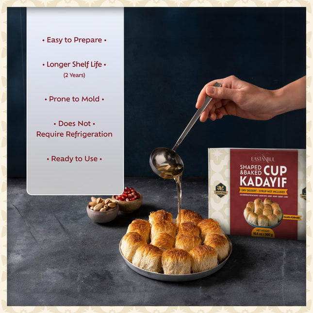 Eastanbul Cup Kataifi Shredded Fillo Dough (Syrup not included) Hand Shaped Kadayif Pastry, Kataifi Cup From Staple Syrup Sweetened Desserts, Ingredient for Dubai Chocolate, Shredded Wheat Cereal 300g