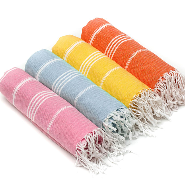 HAVLULAND Set of 4 Turkish Cotton Beach Towels, 71x39, Multi 4, Quick-Dry, Absorbent, Lightweight, Sand-Free, Travel-Friendly, Perfect for Beach, Pool, Spa, Gym, Yoga, Camping, Picnic