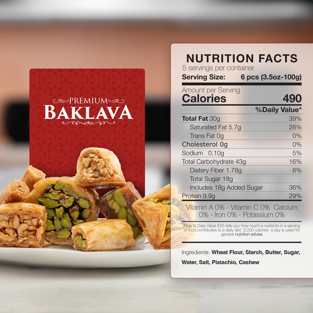 Eastanbul Baklava, 1.1lb, Baklava Pastry, Pistachio Gift Box, Middle Eastern Sweets, Premium Gourmet Desserts, Pistachio & Cashew Rich Pastry, Dulces Arabes, Arabic Sweets, Turkish Gifts