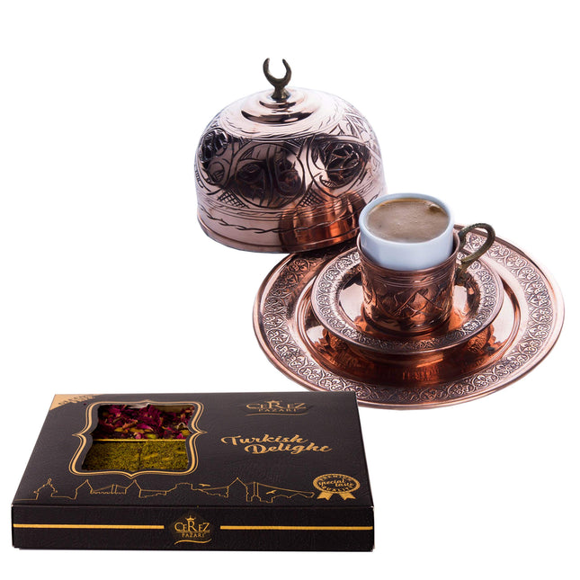 Cerez Pazari Turkish Delight Pistachio with Fantastic Rose &amp; Pomegranate Flavor Experience in Luxury Gift Box 8.8 oz | Assorted Gourmet Soft Candy, Sweet Vegan Traditional Turkish Delight (Loukoumi) (9-11 Pcs)