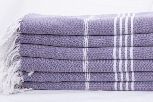 HAVLULAND 4-Pack Turkish Beach Towels – Oversized, Quick-Dry & Sand-Free | Lightweight, Absorbent Bath Towels for Travel, Pool, Vacation & Beach | 40” x 72” Bulk Set – Purple