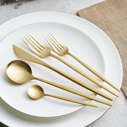 Karaca Orion Gold 30-Piece Cutlery Set, Knives, Forks, Spoons, Cake Forks, Stainless Steel, Cutlery, Table Cutlery Set, Healthy and Hygienic, Modern Design