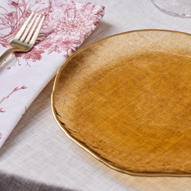 KARACA Dune Glass 7-Piece Dessert Set for 6 People, Cake Stand, Side Plate, Brown