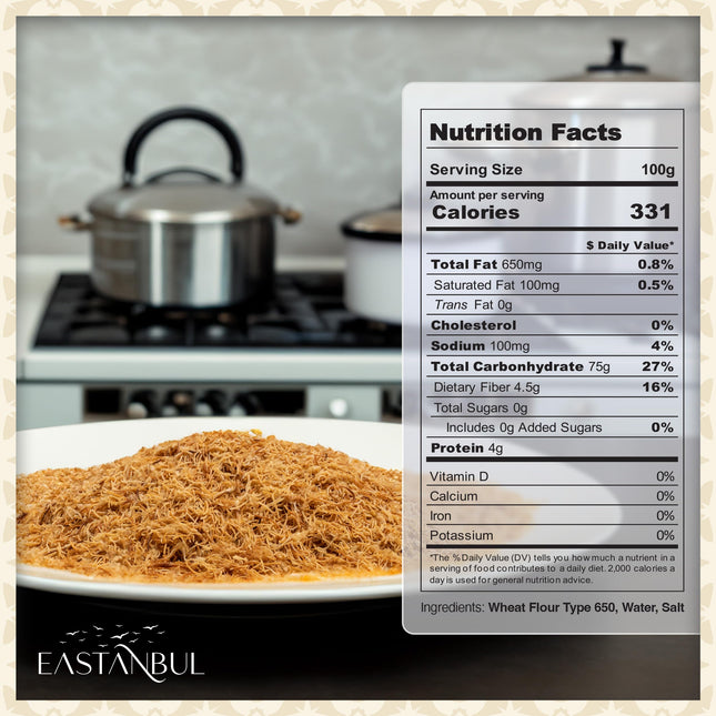 Eastanbul Baked &amp; Shedded Kataifi for Milk Pudding, Crushed Kataifi, Shredded Fillo Dough, Katifi Pudding Kadaifi Sprinkles Katafi Topping, Kadayif Pastry Dough for Dubai Chocolate, 250g (8.8oz)