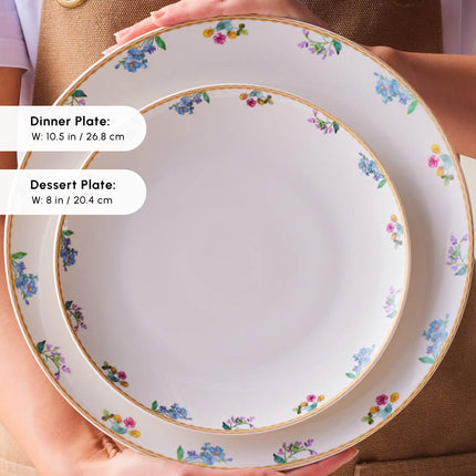 Karaca New Brillo Dinnerware Sets for 12 People, Modern Design, New Bone China Dinner Set, Kitchen Plates Bowls Set with Serving Plates, Salt &amp; Pepper Shakers, Toothpick Holder, 53-Piece