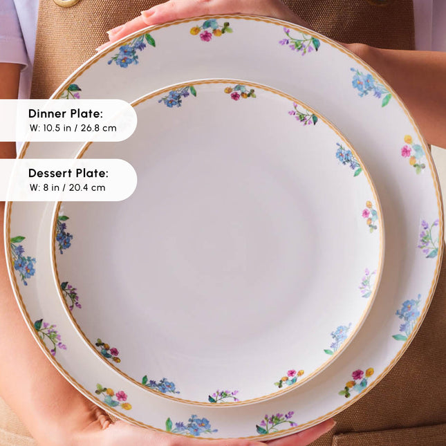 Karaca New Brillo Dinnerware Sets for 12 People, Modern Design, New Bone China Dinner Set, Kitchen Plates Bowls Set with Serving Plates, Salt &amp; Pepper Shakers, Toothpick Holder, 53-Piece