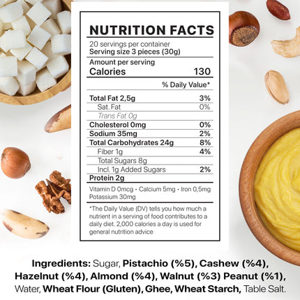 Cerez Pazari Baklava Pastry Gift Set - Turkish Baklava Pastry With Nuts &amp; Spices - Baklava Gift Box From Turkey - Pastry, Halal Snacks - Assorted 45-48 Pieces Per Metal Dessert Box - 1.32 lbs