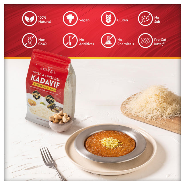 Eastanbul Dried & Chopped Kataifi Shredded Fillo Dough, Dried Kadayif Pastry Dough, Ingredient for The Viral Dubai Pistachio Chocolate Bar, Shredded Phyllo, Kunafa, Knafeh, Katifi, 170g (6oz)