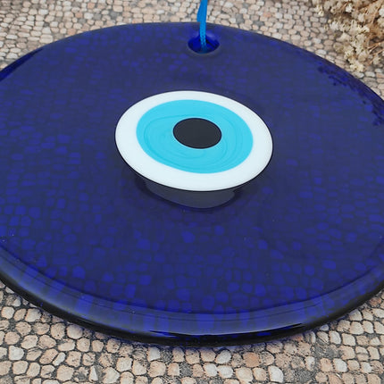 Erbulus 10" Glass Blue Evil Eye Wall Hanging Ornament - Evil Eye Decor - Turkish Handmade Nazar Amulet - Home Protection Charm - Evil Eye Wall Decor Amulet in a Box