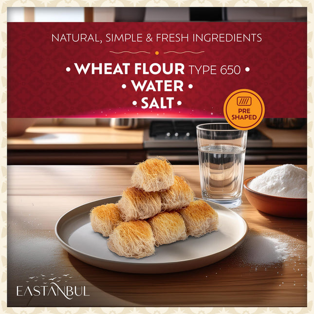 Eastanbul Cup Kataifi Shredded Fillo Dough (Syrup not included) Hand Shaped Kadayif Pastry, Kataifi Cup From Staple Syrup Sweetened Desserts, Ingredient for Dubai Chocolate, Shredded Wheat Cereal 300g
