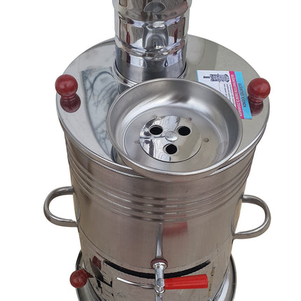 Semaver - Turkish Tea Maker Kettle with single taps -Silver color-chrome &amp; tea makerFree Energy Water Heater Camping Hiking Hunting BBQ Semavor by TURK-SELL