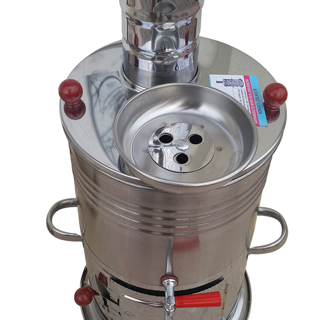 Semaver - Turkish Tea Maker Kettle with single taps -Silver color-chrome &amp; tea makerFree Energy Water Heater Camping Hiking Hunting BBQ Semavor by TURK-SELL