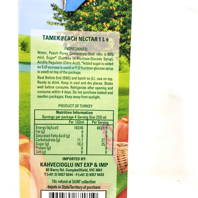 Tamek Peach Nectar Juice Drink (2 Pack, Total of 67.6fl.oz)