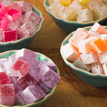 Cerez Pazari Turkish Delights Candy With Assorted Mix Flavors, Vegan Fruit Snacks Gift Box, Sweet Luxury Traditional Confectionery Turkish Delight, Loukoumi With No Nuts, 8.1 oz.