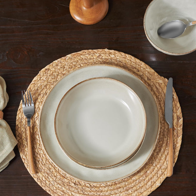 Karaca Aria Reactive Tableware Set for 6 People, 24 Pieces, Beige, Dining Tableware, Unique in The Foreground, Natural Colours, Cleanable and Durable