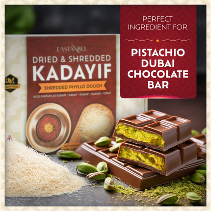 Eastanbul Dried &amp; Chopped Kataifi Shredded Fillo Dough, Dried Kadayif Pastry Dough, Ingredient for The Viral Dubai Pistachio Chocolate Bar, Shredded Phyllo, Kunafa, Knafeh, Katifi, 500g (1.1lb)