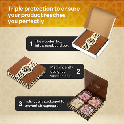 Eastanbul Turkish Delight, 35.3oz, Turkish Delights Candy, Assorted Turkish Delight in Souvenir Wooden Gift, International Candy, Dulces de Narnia, Plain, Gluten Free, No Synthetic Ingredients, Vegan Gift