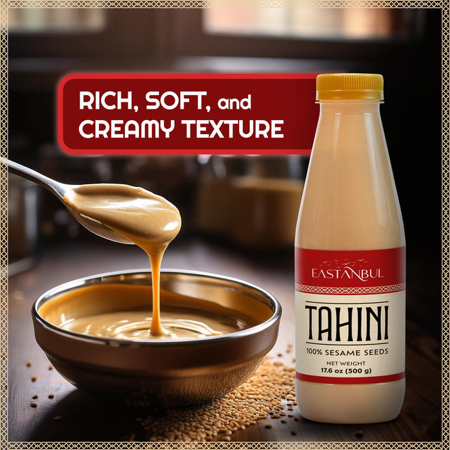 Eastanbul Tahini, 1.1lb, Tahini for Dubai Chocolate, Tahin Paste for Hummus, Tahina Sauce, Tahin Cream, Perfect in Dressing, Halvah, Hummus, Dubai Chocolate Pistachio, Vegan