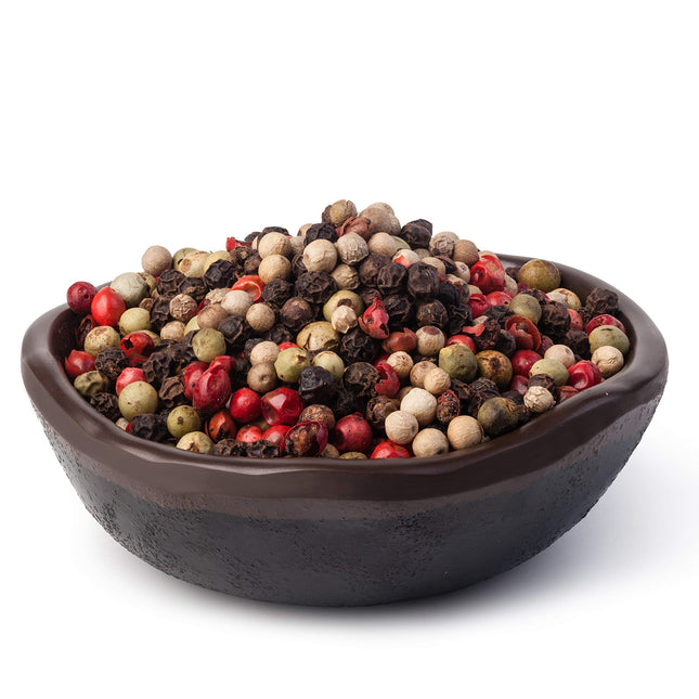 Cerez Pazari Rainbow Peppercorn Blend 12 oz and Himalayan Pink Salt (Coarse Grain) 2 lbs, Whole Black, Pink, Green, White Color Pepper For Grinders Refills