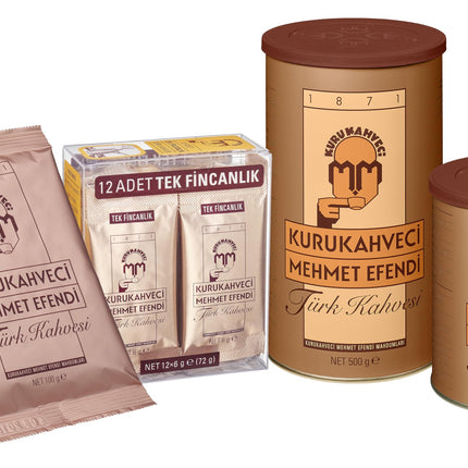 KURUKAHVECI MEHMET EFENDI Decaffeinated Turkish Coffee, Arabica Beans, Roasted Ground, Fresh, Medium to Heavy-bodied, Original Taste Since 1871 (1.76 OZ / 50 Gr)