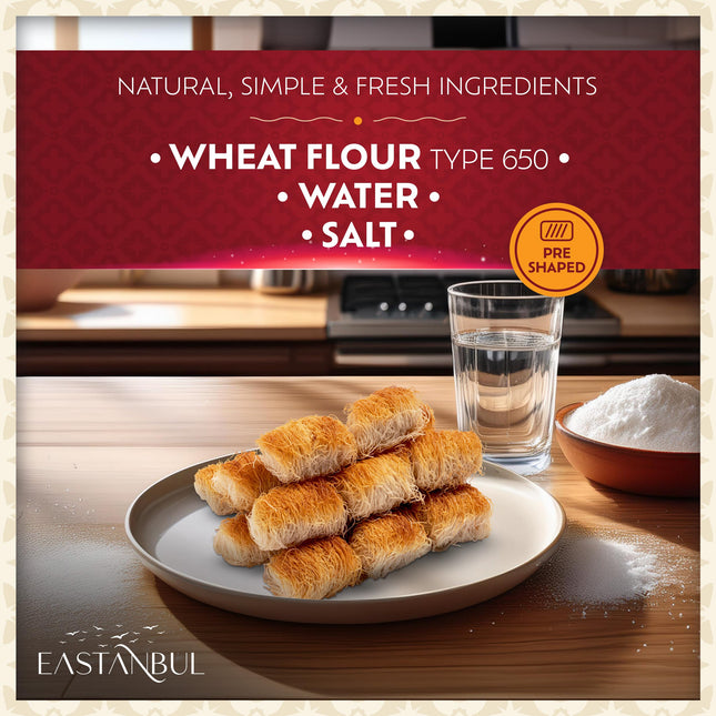 Eastanbul Kataifi Rolls Kataifi Shredded Fillo Dough (Syrup not included) Twisted Kadayif Pastry Dough, From Staple Syrup Sweetened Dessert, Ingredient for Dubai Chocolate, Shredded Wheat Cereal, 300g