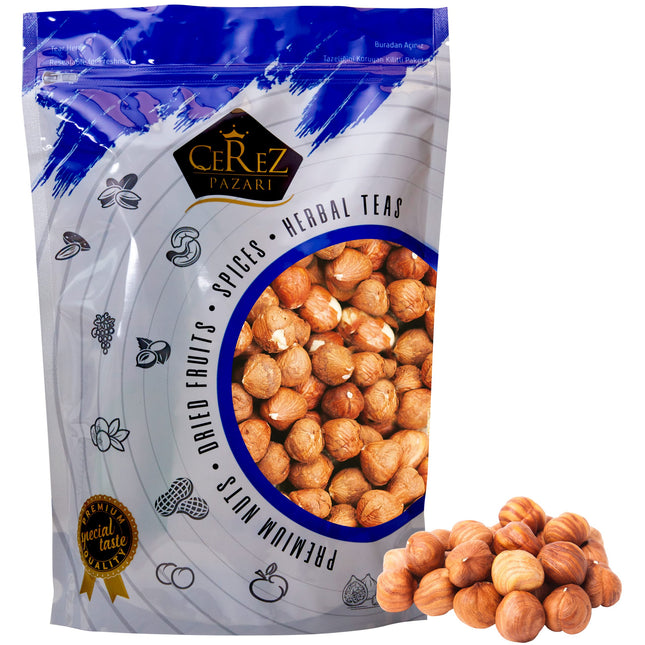 Cerez Pazari Turkish Raw Hazelnuts (Filberts), No Shell Natural Unsalted Hazelnuts, Healthy Keto Paleo Diet Snacks, Premium Quality, Gluten-Free, Vegan, Non-GMO, Resealable Bag, 2 lbs