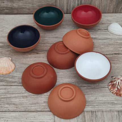 Ayennur Turkish Terracotta Pinch Charcuterie Ceramic Bowls Set of 8-3.15 Inch(8cm)-3.5 (oz),Dipping Sauce Dish Prep Condiments Small Tiny Bowls (Multi 6)
