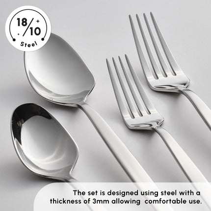 Karaca Thor 84-Piece Table Cutlery with Box, Stainless Steel in Elegant Box, Stylish and Durable Cutlery for Demanding Table Culture