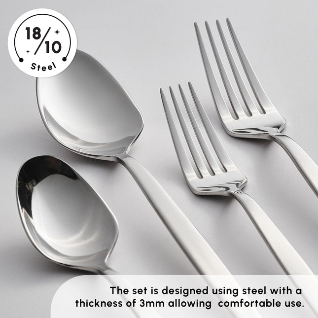 Karaca Thor 84-Piece Table Cutlery with Box, Stainless Steel in Elegant Box, Stylish and Durable Cutlery for Demanding Table Culture