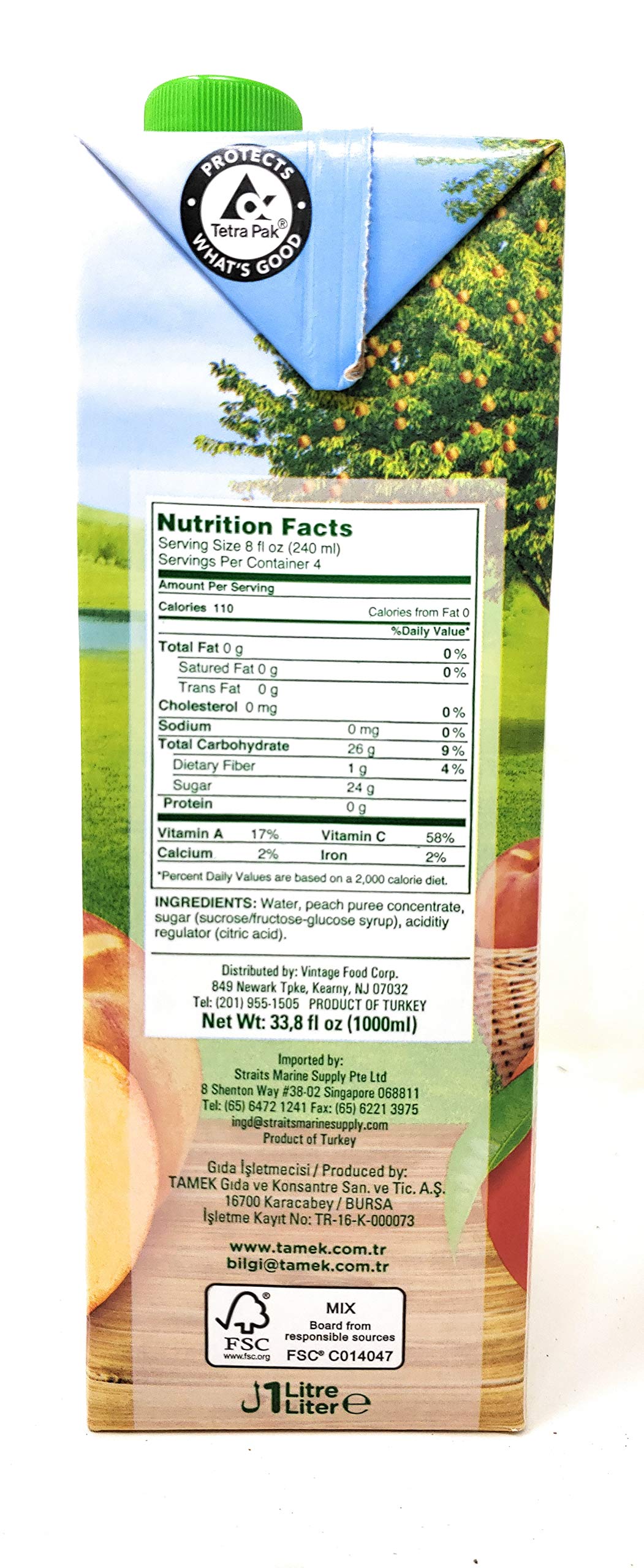 Tamek Peach Nectar Juice Drink (2 Pack, Total of 67.6fl.oz)