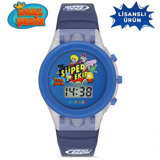MiniFlak Licensed Kral Şakir KS7210 Blue Light Children's Wristwatch