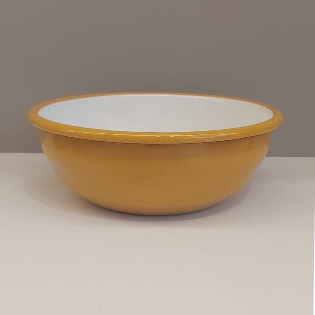 Enamel 16 cm Bowl Oxidized Yellow White