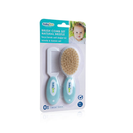 Babyjem brush comb set natural bristle