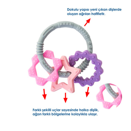 Babyjem silicon ring teether 100% food-grade silicone dishwasher safe 3+ months