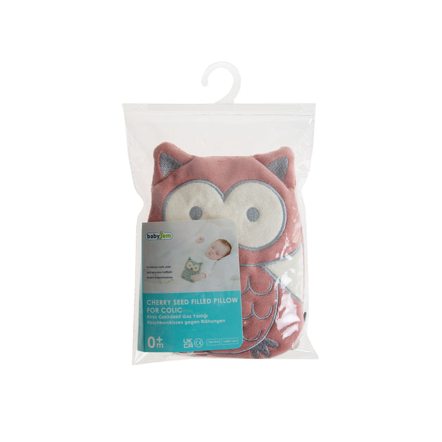 Babyjem velvet colic pillow with cherry core bag owl to reduce colic pain 14x17 cm