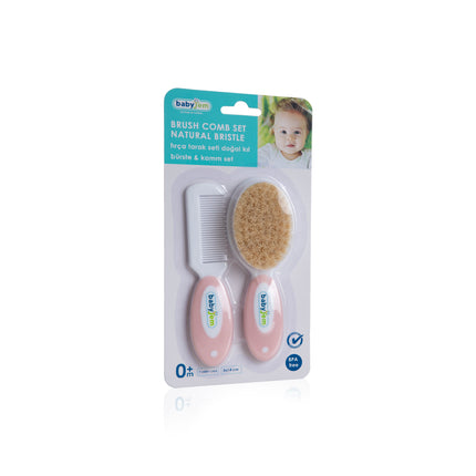Babyjem brush comb set natural bristle