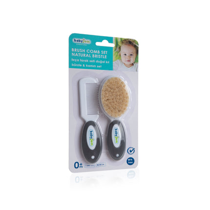 Babyjem brush comb set natural bristle