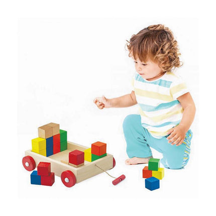 Boxed Wooden Colorful Cube Block Car