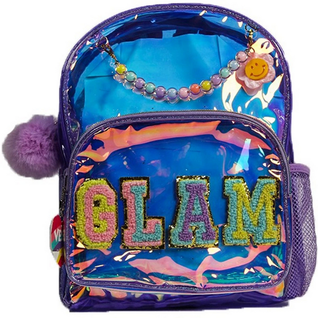 Vest Embroidery Backpack Transparent Purple