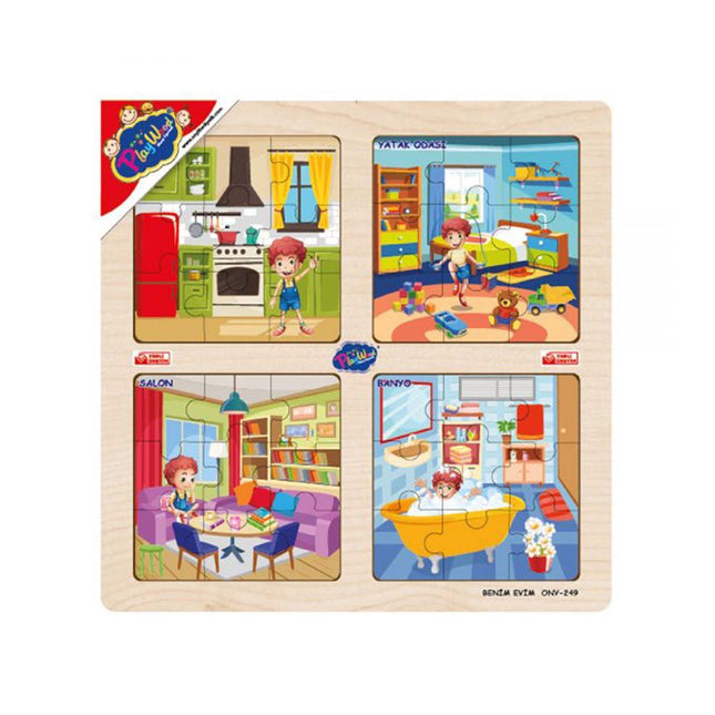 Wooden Educational 4-Piece Puzzle