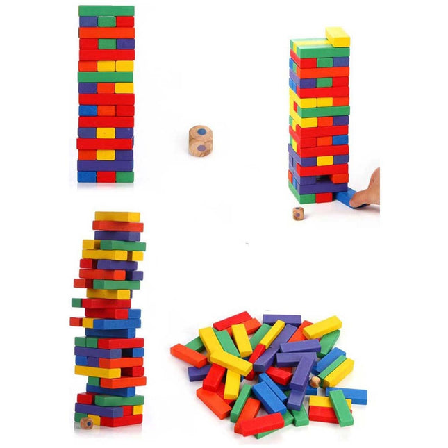 Playwood Colorful Wooden Balance Game 54 Pieces