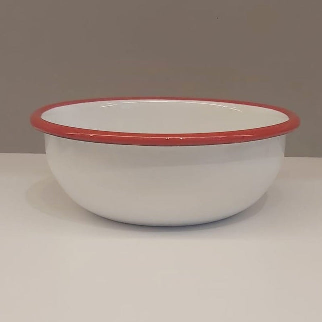 Enamel 14 cm Bowl with White/Red Cord