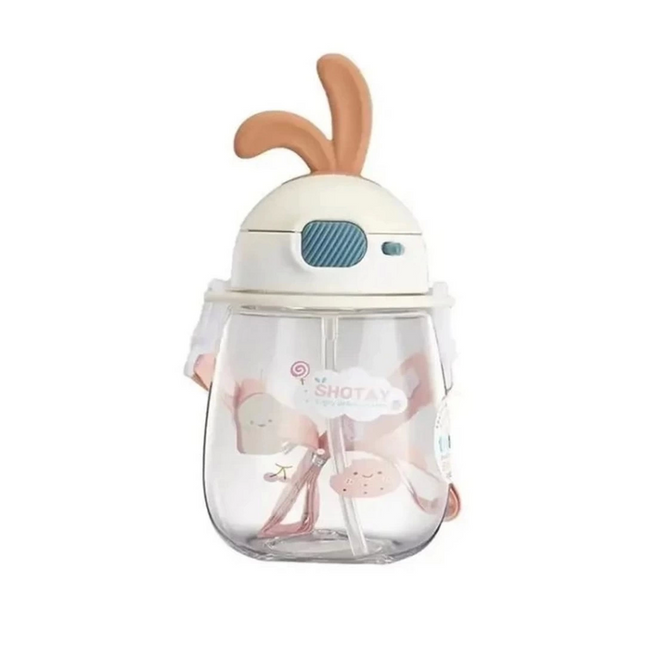 Shotay Tritan Straw Hanging Water Bottle with Ears 600 ml