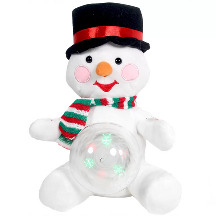Battery-Operated Plush Snowman with Christmas Snow Globe