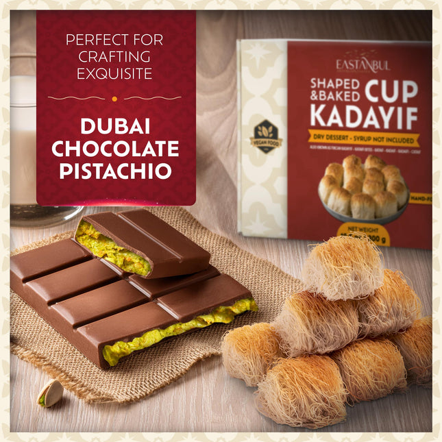 Eastanbul Cup Kataifi Shredded Fillo Dough (Syrup not included) Hand Shaped Kadayif Pastry, Kataifi Cup From Staple Syrup Sweetened Desserts, Ingredient for Dubai Chocolate, Shredded Wheat Cereal 300g