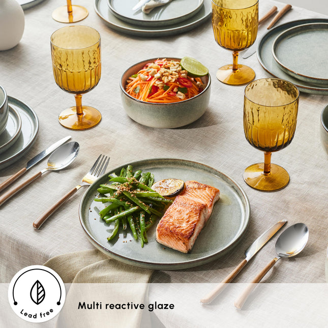 Karaca New Skal Dinnerware Sets for 6 People, Modern Design, Stoneware Dinner Set, Kitchen Plates Bowls, Reactive Glaze, 18-Piece Dish Set, Dishwasher & Microwave Safe