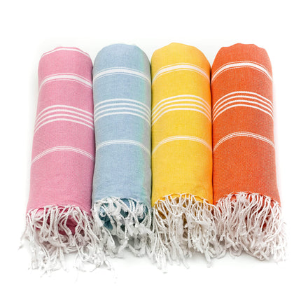 HAVLULAND Set of 4 Turkish Cotton Beach Towels, 71x39, Multi 4, Quick-Dry, Absorbent, Lightweight, Sand-Free, Travel-Friendly, Perfect for Beach, Pool, Spa, Gym, Yoga, Camping, Picnic