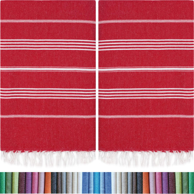 HAVLULAND |Pack of 2| Turkish Beach Towels Oversized 39x71, 100% Turkish Cotton Sand Free Quick Dry Absorbent Towel Travel Blanket for Adults Beach Gift Beach Essentials - Red