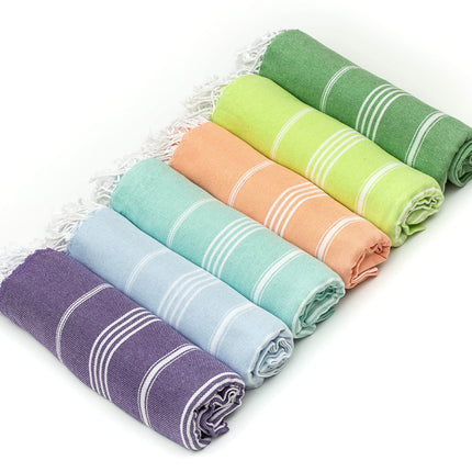 HAVLULAND Turkish Beach Towel Oversized Clearance Turkish Bath Towels Pack 6 Bulk Extra Large Sand Free Quick Dry Absorbent Lightweight Camping Blanket Beach Essentials (Summer, 6 Pack)