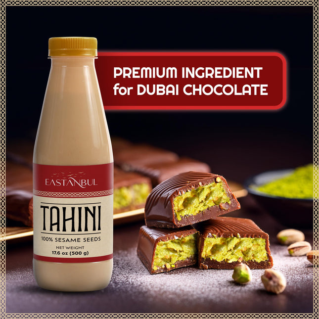 Eastanbul Tahini, 1.1lb, Tahini for Dubai Chocolate, Tahin Paste for Hummus, Tahina Sauce, Tahin Cream, Perfect in Dressing, Halvah, Hummus, Dubai Chocolate Pistachio, Vegan